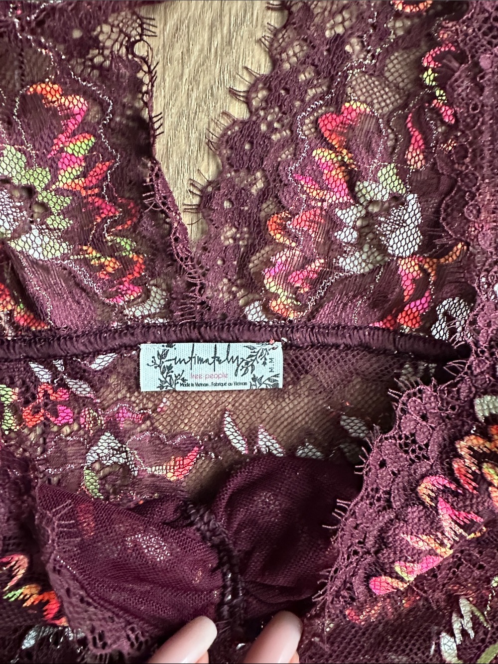 Free People Burgundy Floral Lace Bralette - Picture 3 of 5
